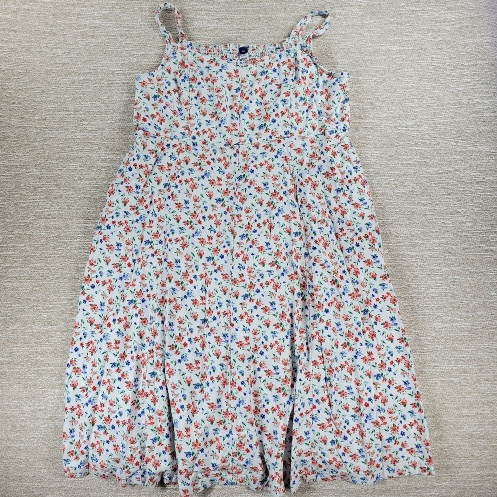 Old Navy Fit & Flare Floral Dress Size XXL Linen Cotton Midi Smocked Back Summer